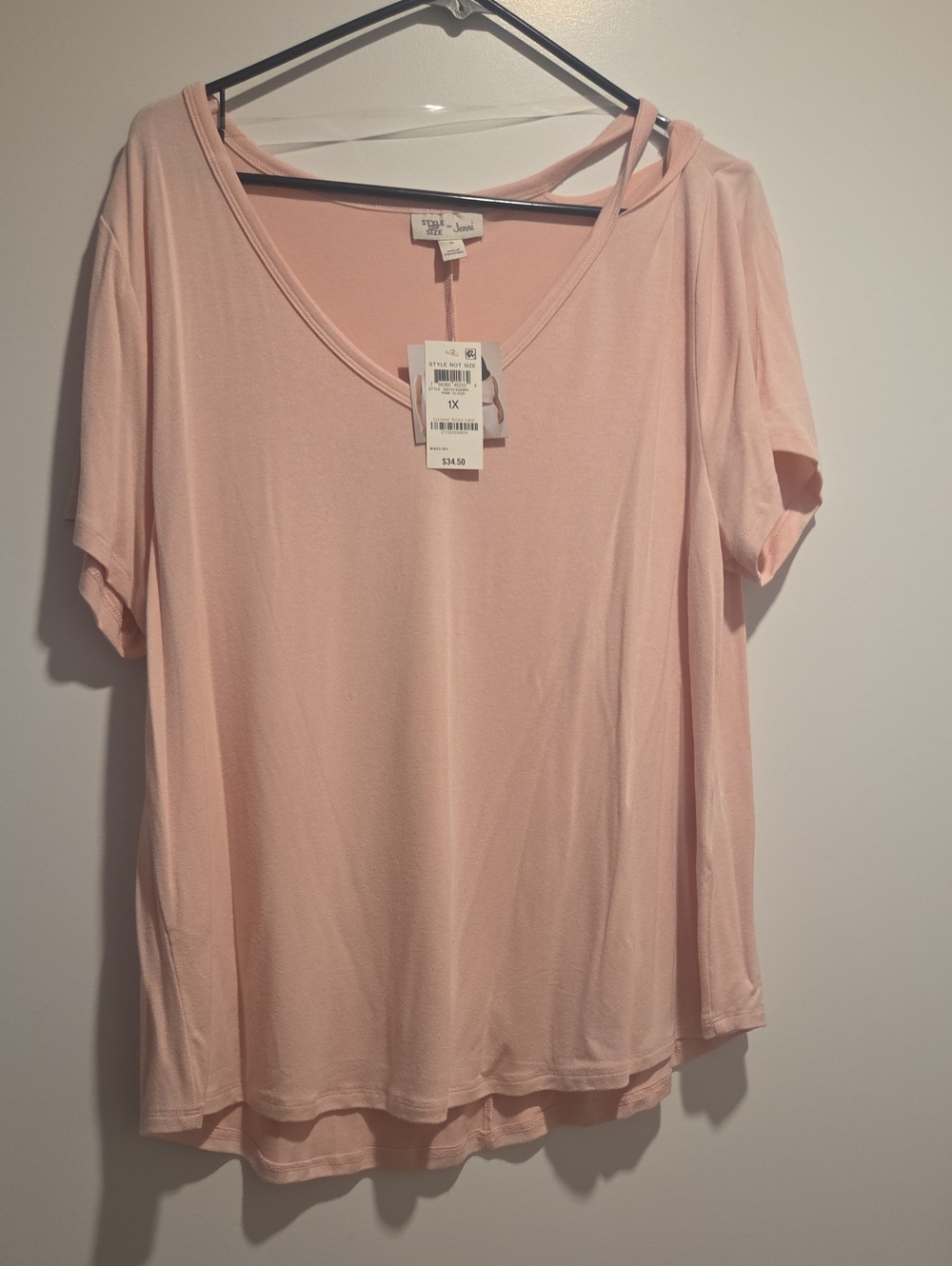 Jenni Soft Light Pink V-Neck Short Sleeve Top